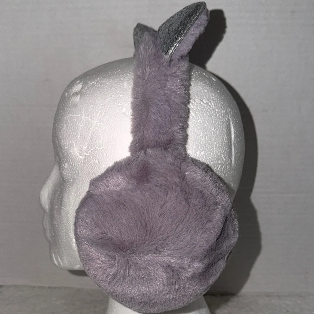 Silver and Purple Cat‎ Ear Earmuffs Girls Winter Warm NWOT